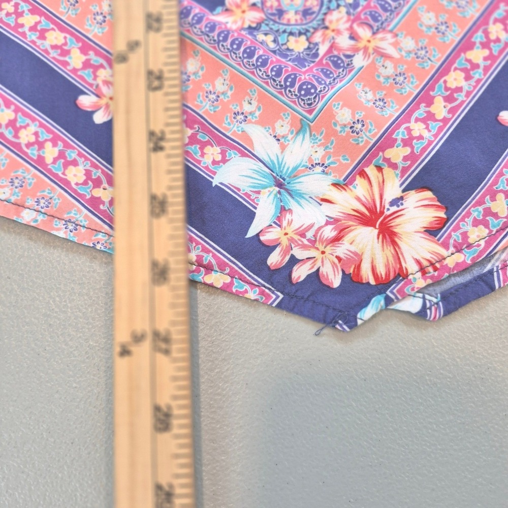 J. Jill Rayon Tank Top M Medium Purple Coral Mandala Floral Boho Lace Up Summer - Picture 12 of 12